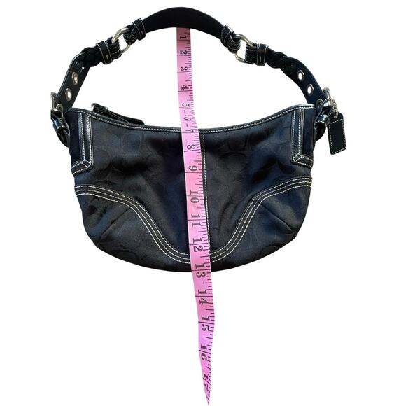 Vintage Coach SoHo Signature Jacquard Logo Monogram Small Shoulder Bag Y2K Goth - Picture 9 of 10